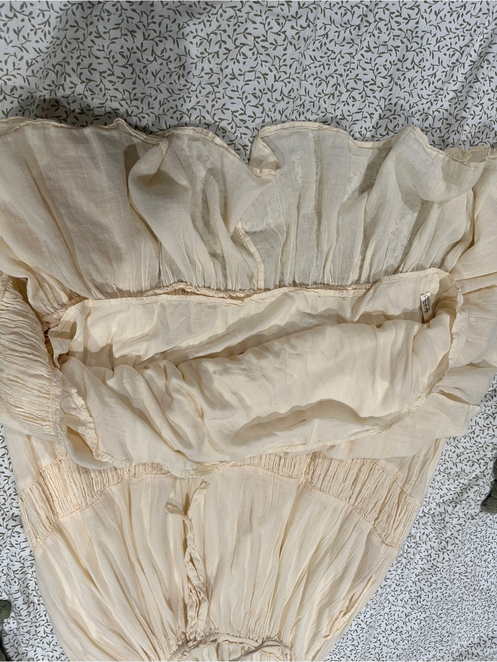 Free People Cream Smocked Maxi Dress with Ruffled Tiers - Picture 5 of 8